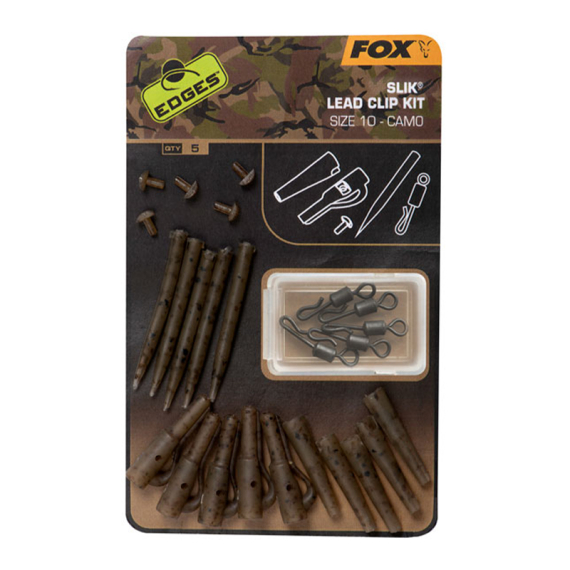 Fox Edges Camo Slik Lead Clip Kit Size 10 5-pack i gruppen Kroge og endegrej / Rig tilbehør / Andet rigtilbehør hos Sportfiskeprylar.se (CAC779)
