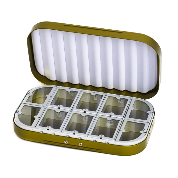 Aluminium box 10 compartments - Olive i gruppen Opbevaring / Tackle-bokse / Flueæsker hos Sportfiskeprylar.se (CH-306)