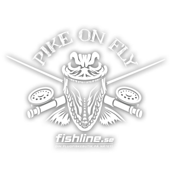 Fishline Pike on Fly sticker White i gruppen Andet / Klistermærker og overføringsbilleder hos Sportfiskeprylar.se (FL-STICK-POFV2)