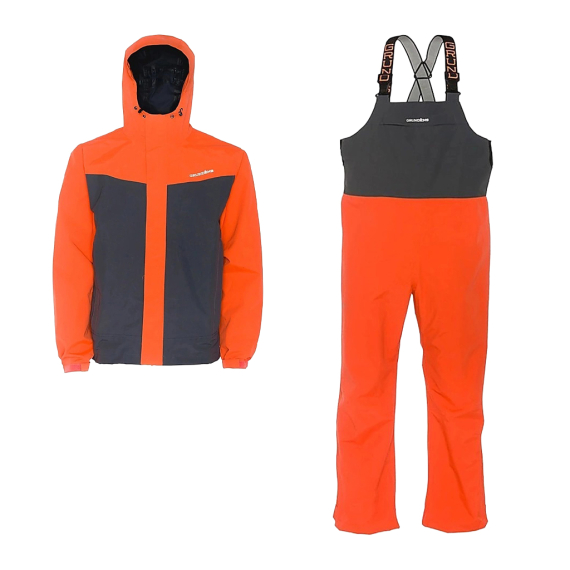Grundéns Full Share Jacket & Bib Combo Orange/Grey i gruppen Beklædning og fodtøj / Beklædning / Fiskedragter hos Sportfiskeprylar.se (FULLSHAREORANGGERYSET)