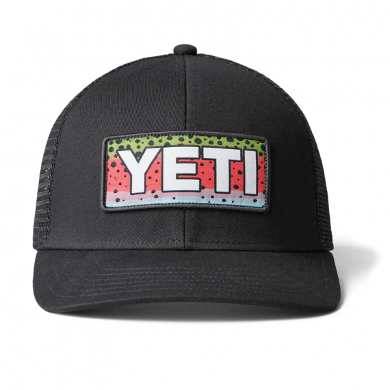 Yeti Rainbow Trout Logo Badge Trucker Hat Black i gruppen Beklædning og fodtøj / Kasketter og hovedbeklædning / Kasketter / Trucker caps hos Sportfiskeprylar.se (H009B)