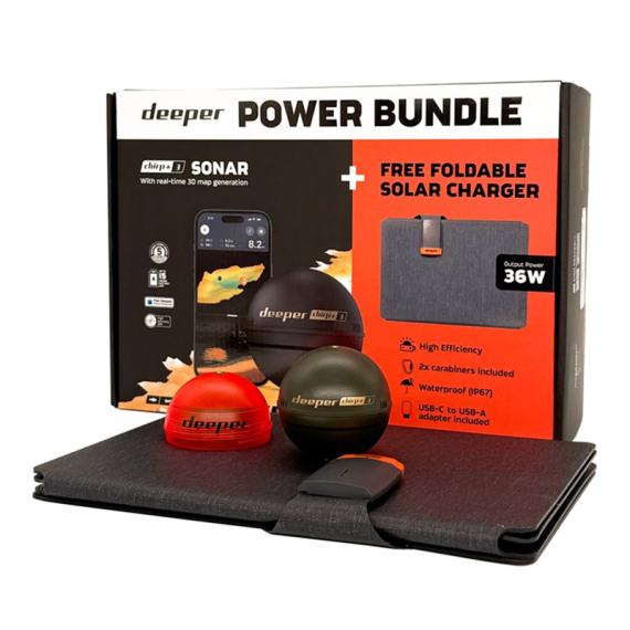 Deeper Smart Sonar CHIRP+ 3.0 Power Bundle With Solar Panel i gruppen Bådelektronik / El-motorer / Bovmonteret trollingmotor hos Sportfiskeprylar.se (ITGAM2595)