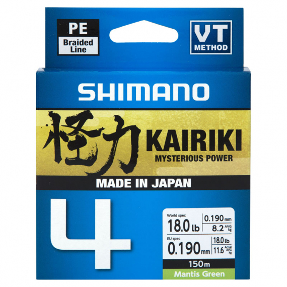 Shimano Kairiki 4, 150m Mantis Green - 0.215mm 16.7kg i gruppen Snøre / Multifilament hos Sportfiskeprylar.se (LDM54TE2521515G)