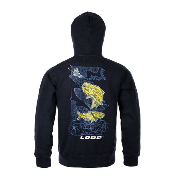 Loop M\'s Logo Hoodie Atlantic Salmon Navy i gruppen Beklædning og fodtøj / Beklædning / Sweatere / Hættetrøjer hos Sportfiskeprylar.se (LMLHAS01-703-2XLr)