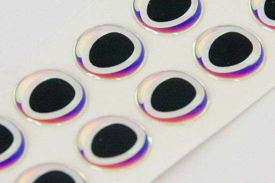 Epoxy Eyes 16,0 mm oval dubbel - svart/pearl i gruppen Kroge og endegrej / Fluebinding / Fluebindingsmateriale / Øjer hos Sportfiskeprylar.se (MEY10-PRL3C)
