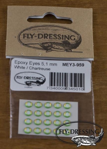 Epoxy Eyes 5,1mm, White/Chartreuse i gruppen Kroge og endegrej / Fluebinding / Fluebindingsmateriale / Øjer hos Sportfiskeprylar.se (MEY3-959)