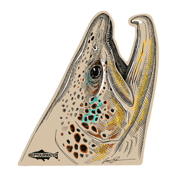 RepYourWater Sticker - Rising Brown i gruppen Andet / Klistermærker og overføringsbilleder hos Sportfiskeprylar.se (NFD9720)