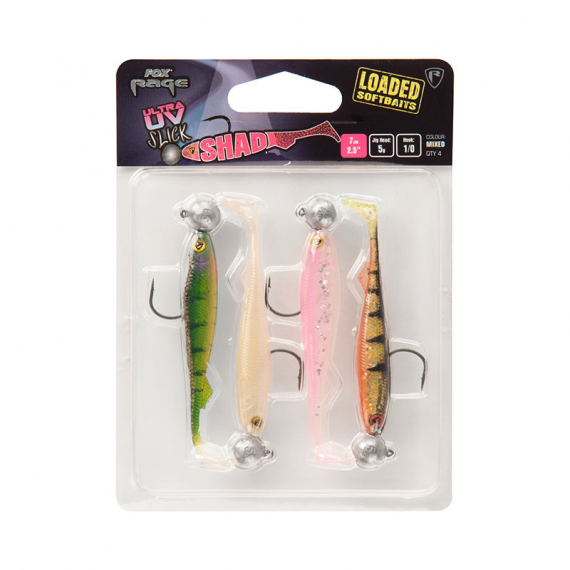 Fox Rage UV Slick Shad Loaded Mix Packs (4-pack) i gruppen Madding / Softbaits / Aborre softbaits og sandard softbaits hos Sportfiskeprylar.se (NMC023r)