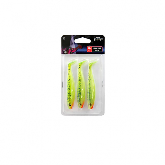 Fox Rage Pro Shad 10 cm / 4\'\' UV Lemontiger 3-pack i gruppen Madding / Softbaits / Aborre softbaits og sandard softbaits hos Sportfiskeprylar.se (NPS021)
