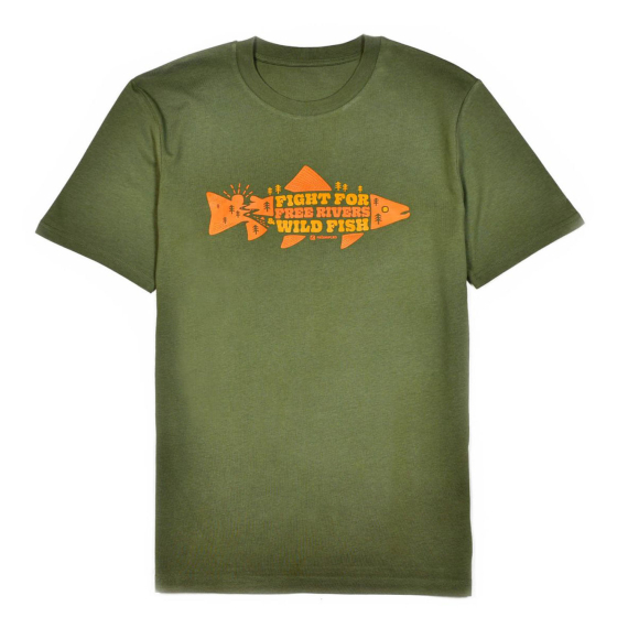 Frödin \'Free Rivers & Wild Fish\' T-Shirt - Khaki Green i gruppen Beklædning og fodtøj / Beklædning / T-shirts hos Sportfiskeprylar.se (OT-FRLr)