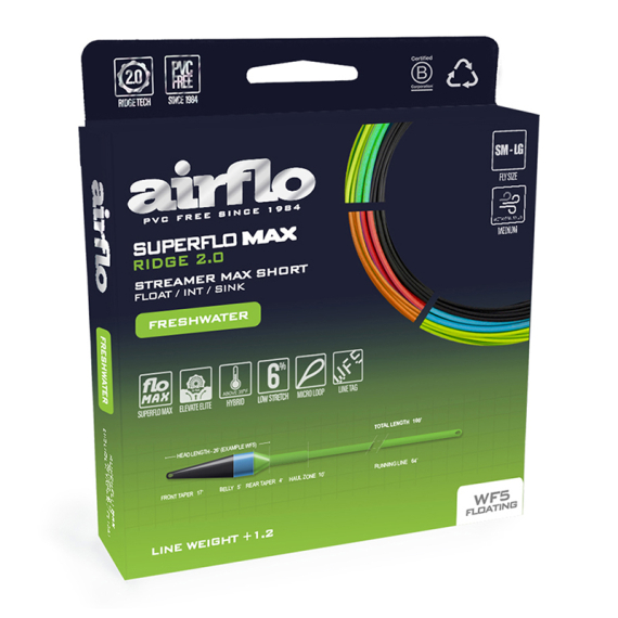 Airflo Superflo Max Ridge 2.0 Streamer Max Short i gruppen Snøre / Flueliner / Enhåndssnøre hos Sportfiskeprylar.se (SMR-SM-WF5S7r)