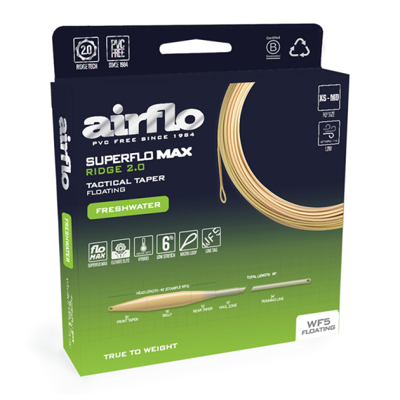 Airflo Superflo Max Ridge 2.0 Tactical Taper i gruppen Snøre / Flueliner / Enhåndssnøre hos Sportfiskeprylar.se (SMR-TT-WF3F-BB-Wor)