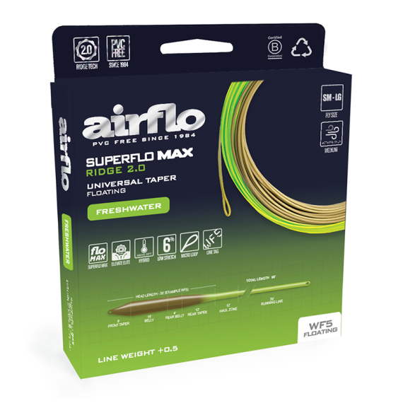 Airflo Superflo Max Ridge 2.0 Universal Taper i gruppen Snøre / Flueliner / Enhåndssnøre hos Sportfiskeprylar.se (SMR-UT-WF3F-MO-CHr)