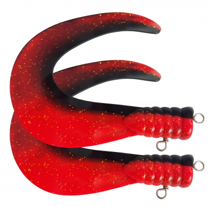 SvartZonker Big Tail (2-pack) - C15 Black/Fl.Red i gruppen Madding / Softbaits / Ekstra haler og Curly Tails hos Sportfiskeprylar.se (SZ101115)