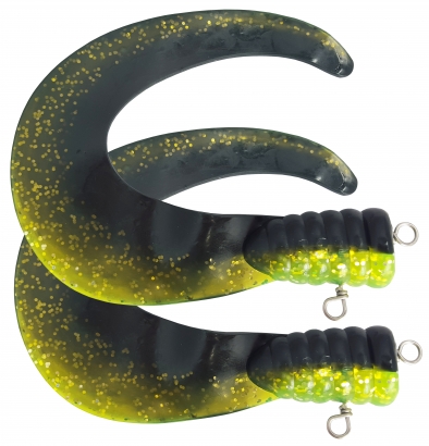 SvartZonker Big Tail (2-pack) - C22 Black/Chartreuse i gruppen Madding / Softbaits / Ekstra haler og Curly Tails hos Sportfiskeprylar.se (SZ101122)