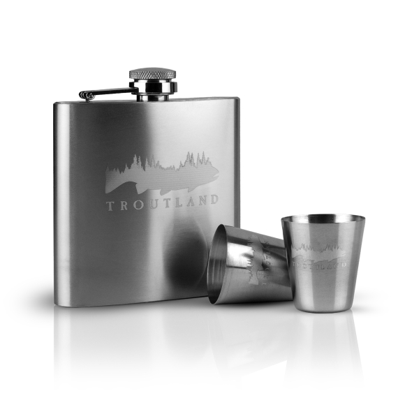 Troutland Flask 177ml w. 2pcs shot glasses i gruppen Outlet hos Sportfiskeprylar.se (TRPLUNT)