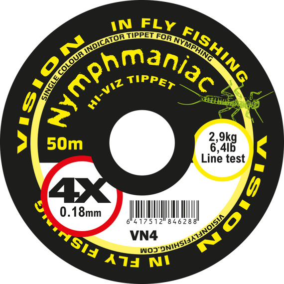 Vision Nymphmaniac Hi-Viz Yellow Tippet 50m i gruppen Fiskemetoder / Fluefiskeri hos Sportfiskeprylar.se (VN3r)