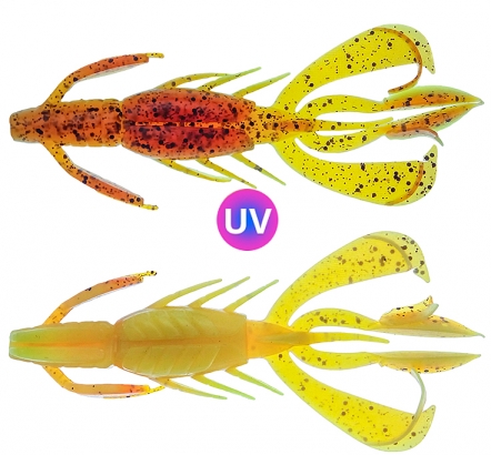 PerchFight Crayfish 4.4\'\' 5-Pack , Motoroil Glitter Orange i gruppen Madding / Softbaits / krebs og creaturebaits / Krebs hos Sportfiskeprylar.se (Z-PC44-MGO)