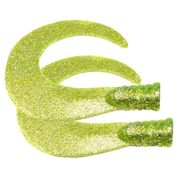 SvartZonker Big Tail (2-pack) - Chartreuse glitter i gruppen Madding / Softbaits / Ekstra haler og Curly Tails hos Sportfiskeprylar.se (ZS101101)