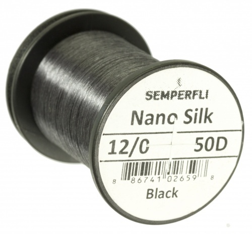 Semperfli Nano Silk 12/0 50D - Black i gruppen Kroge og endegrej / Fluebinding / Fluebindingsmateriale / Bindetråd hos Sportfiskeprylar.se (nano-blkr)