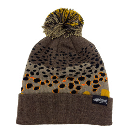 RepYourWater Knit Hat Merino Blend, Pom Pom Brown Trout Skin
