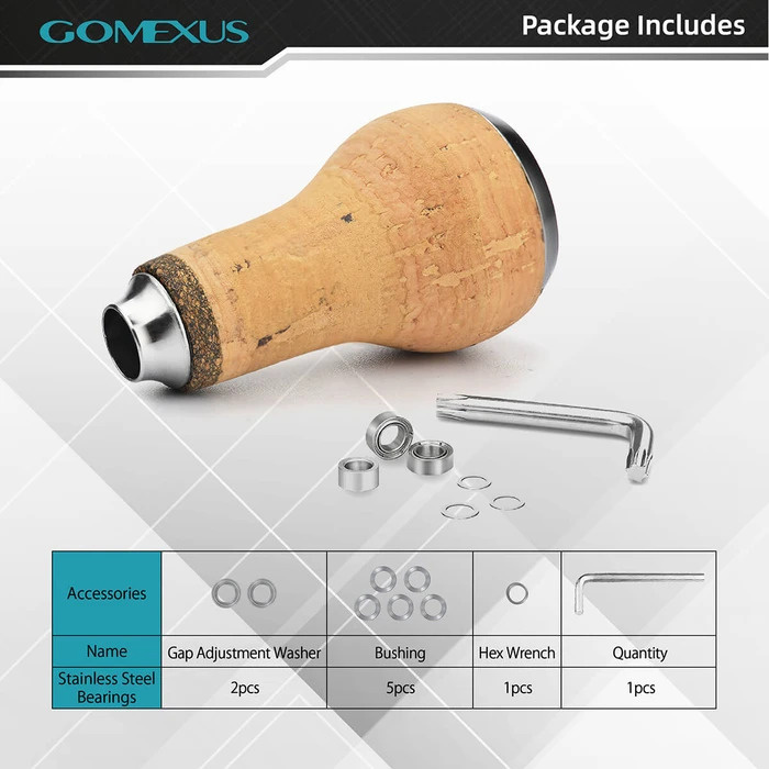 Gomexus Handle Knob Cork For Spinning Reel - Cork/Silver