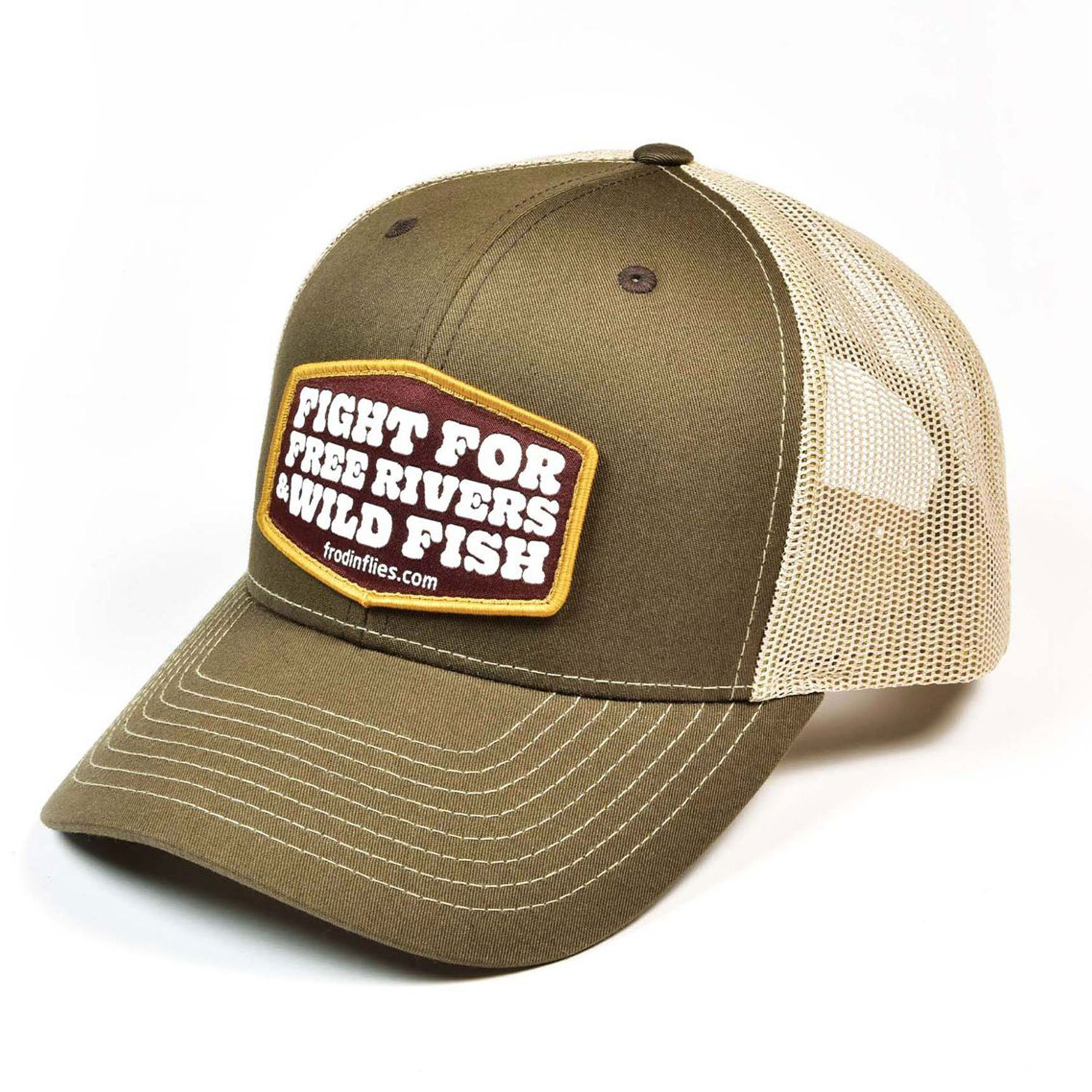 Frödin \'Free Rivers & Wild Fish\' Trucker Hat – Brown/Tan